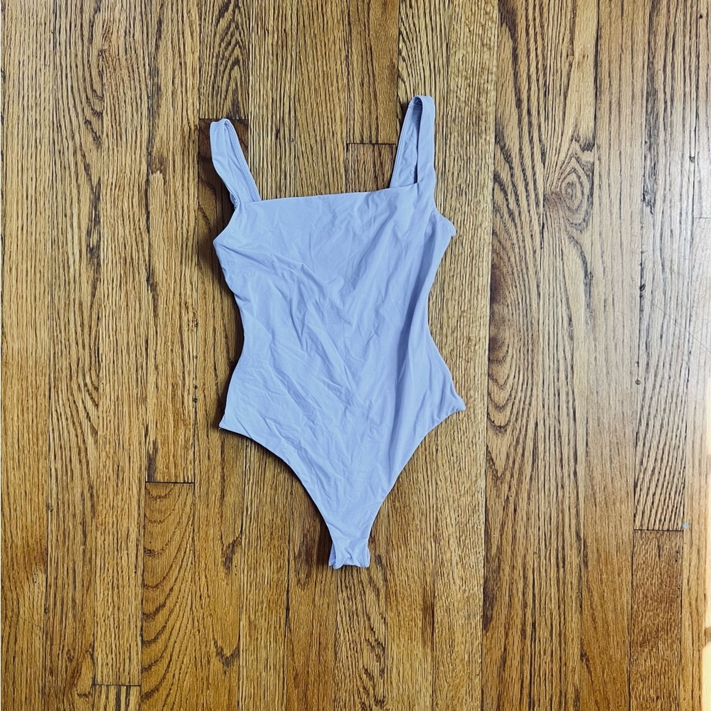 SKIMS Blue Fitted Asymmetrical Bodysuit